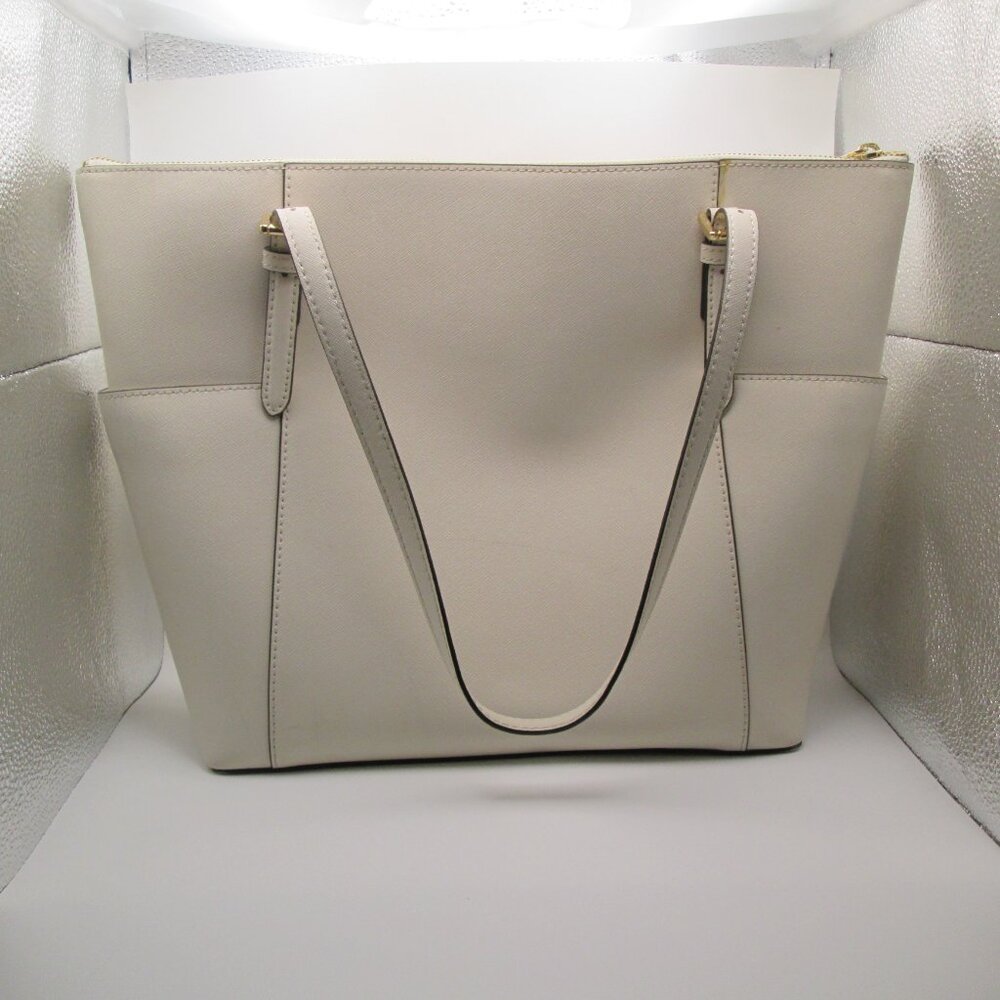MICHAEL Michael Kors Large Saffiano Leather Top-Zip Tote Bag Cream - Picture 4 of 9